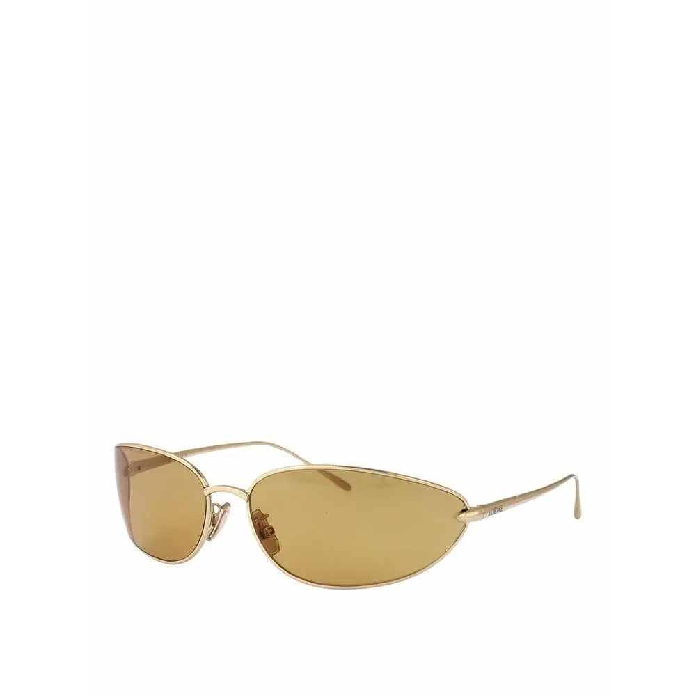 NEW!!! Loewe LW40164U 32E Gold Metal Frame Sunglasses with Amber Lenses